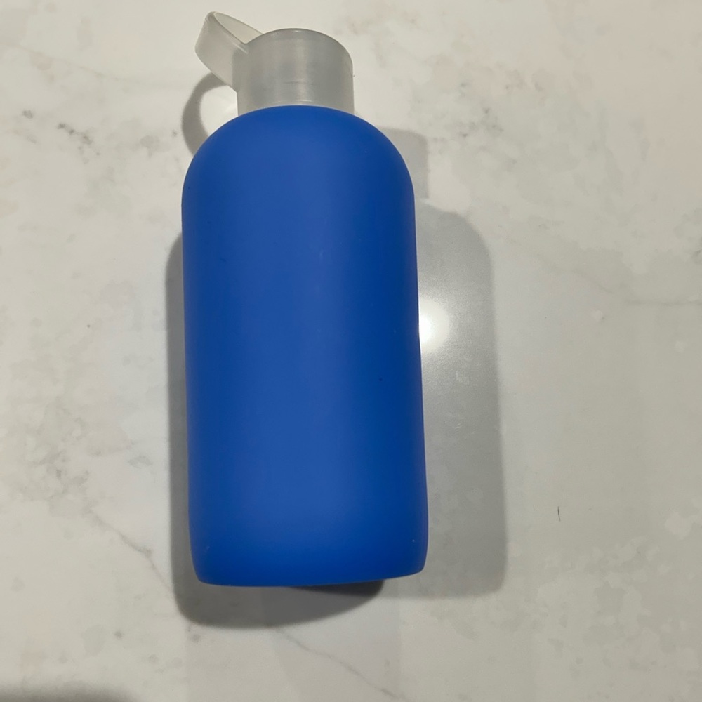 Bkr blue glass water bottle 16 oz. 
Used but thoroughly cleaned